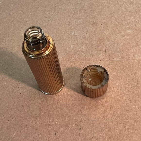 HTF RARE Vintage Diorling Gold Ribbed Flacon Pour Le Sac Metal Bottle 1/2 Full - Picture 9 of 9